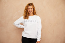 Load image into Gallery viewer, Namaste embroidered sweatshirt White // Gray