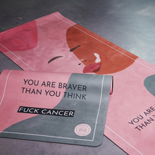 Load image into Gallery viewer, Fuck Cancer Yoga Mat by Alice Garpenschöld in collaboration with Ung Cancer